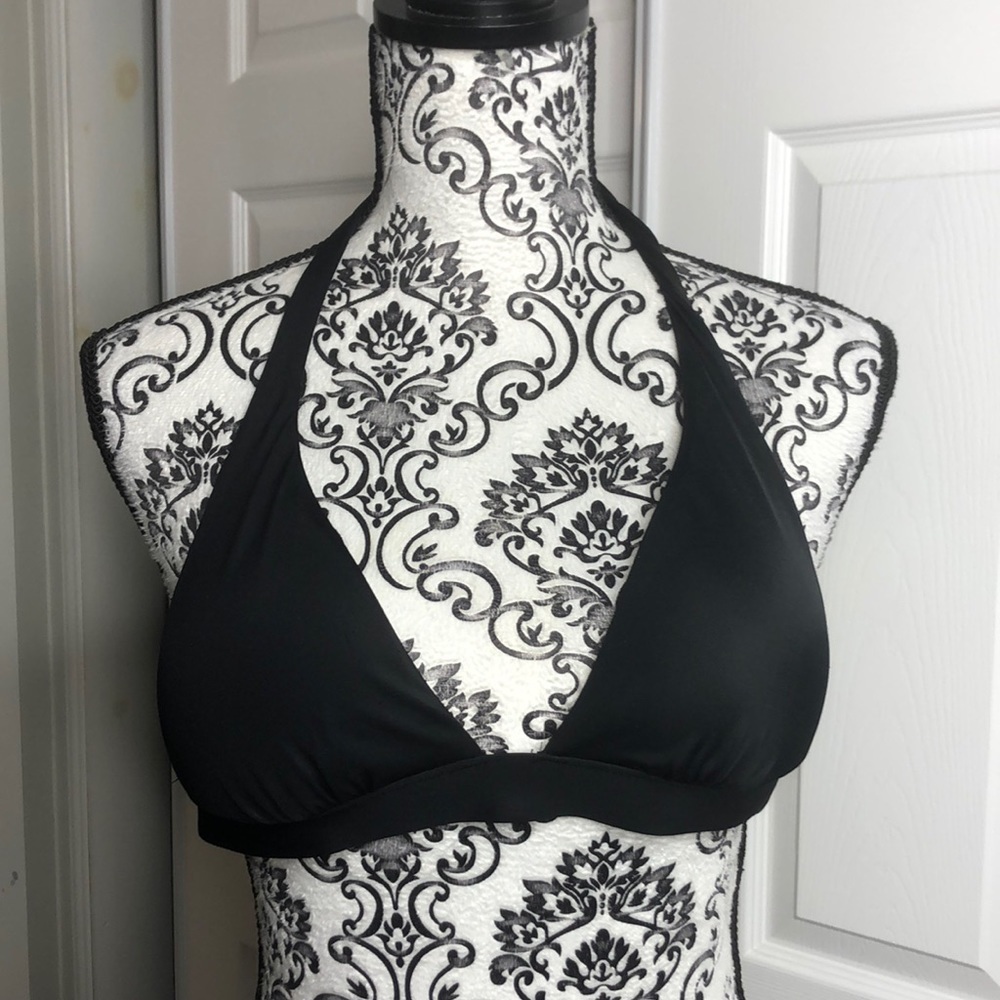 Victoria’s Secret Bikini Top Small Black Padded Back Neck Tie Bikini Top S